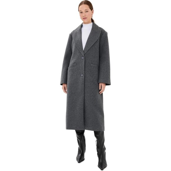 Women's Grey Marle Olsen Coat Imported Notched Lapels Winter Warm Lined Overcoat